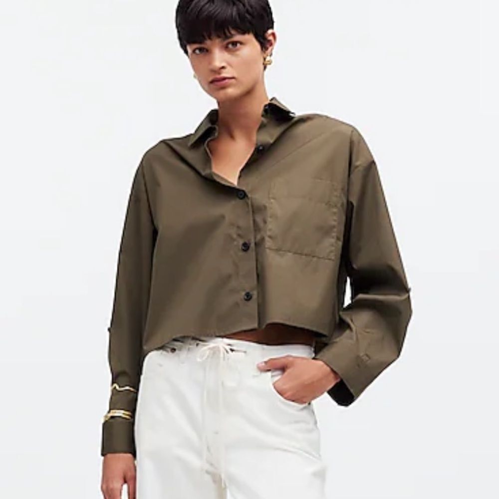 Madewell Straight-Hem Shirt Women’s Large Faded Ivy Green